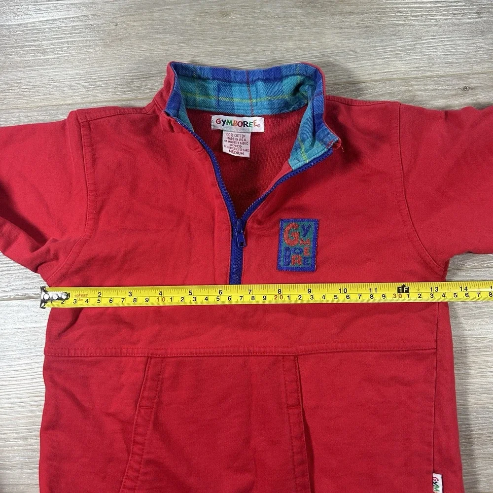 VTG Gymboree Rainbow Tag Medium Red 1/4‎ Zip Sweatshirt USA